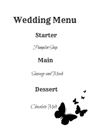 make your own wedding menu cards