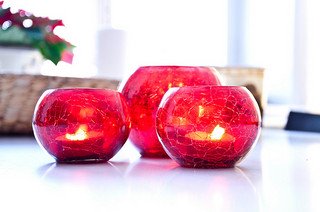 red glass candle centerpieces